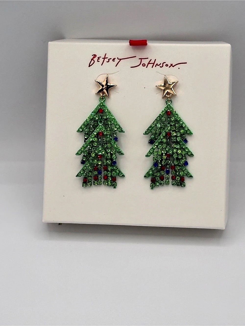 Betsey Johnson Santa Baby Christmas Tree Drop Earrings